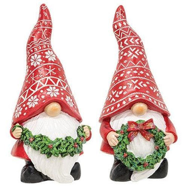 Carved Look Winter Greenery Resin Gnome, 2 Asstd. sold individually - The Fox Decor